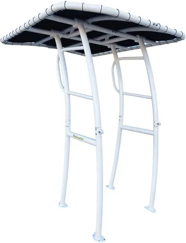 Vista 24 de FishMaster Pro Series - T-Top para Barcos de Pesca con Consola Central - Ajuste Universal - Recubrimiento en Polvo Negro - Parte Superior Negra