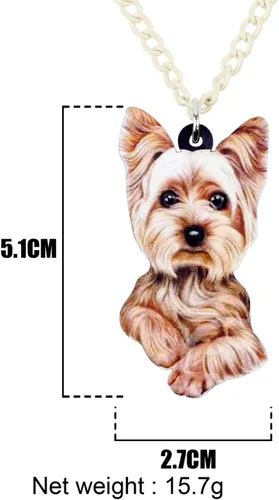 Vista 6 de DUOWEI Lindo collar de perro Yorkshire Terrier para mascotas, colección de colgantes de joyería para mujeres