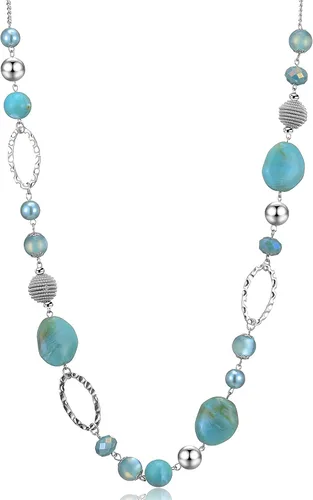 Vista 25 de BULINLIN Collar largo de cuentas para mujer, collar de cadena de suéter plateado con cuentas de resina de cristal, collar de joyería de moda
