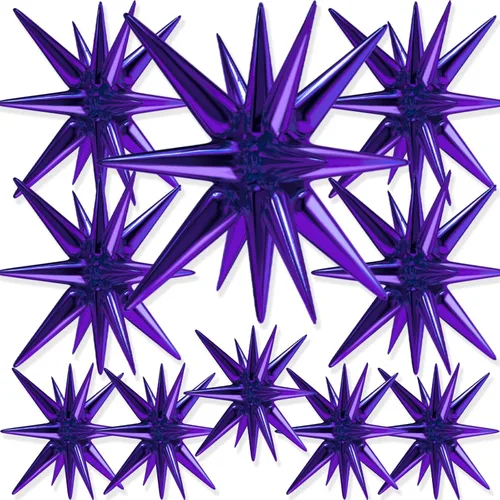 Vista 31 de Globos de papel de aluminio con forma de estrella negra de PartyWoo, 2 piezas de 42 pulgadas, grandes, con puntas explosivas, de Mylar
