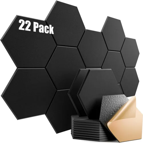 Vista 13 de Paquete de 12 paneles acústicos autoadhesivos de 12 x 10 x 0.4 pulgadas, paneles de espuma a prueba de sonido con alta densidad, elegante diseño