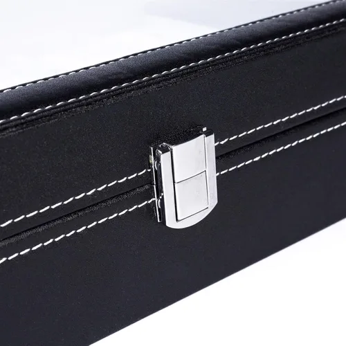 Vista 5 de Estuche de exhibición de joyas y relojes, organizador de caja de reloj de cuero de alta calidad, caja de almacenamiento para hombres y mujeres