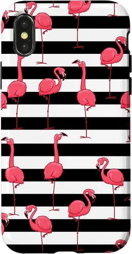 Vista 4 de Funda de regalo para iPhone 13 Flamingo Negro Blanco Rayas Cool Animal Bird Lover