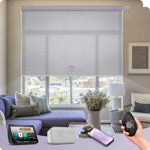 Vista 6 de Graywind Persianas enrollables inteligentes acopladas compatibles con Alexa Google, tamaño personalizado extra grande, persianas motorizadas