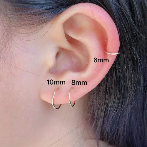 Vista 4 de Aretes de aro Huggie para mujeres y hombres, acero inoxidable quirúrgico 316L, 0.236 in, 0.315 in, 0.394 in, para hombre, aretes de aro