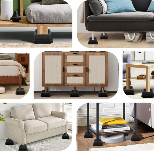 Vista 7 de ANNKUT Elevadores de muebles de 1 pulgada, elevadores de cama resistentes, elevadores de escritorio para elevación de sillas y patas de mesa, 4