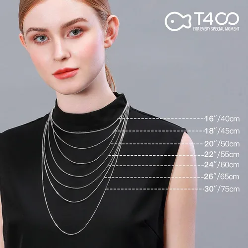 Vista 4 de T400 Collar de cadena de plata de ley 925 de 0.059 pulgadas chapado en oro de 0.059 pulgadas (0.039 in), cadenas de caja italiana para mujeres