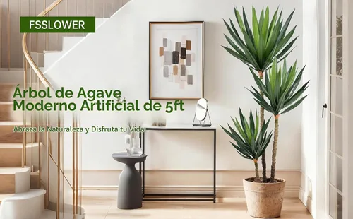 Vista 3 de Árbol de agave artificial de 5 pies con protección UV, 88 hojas