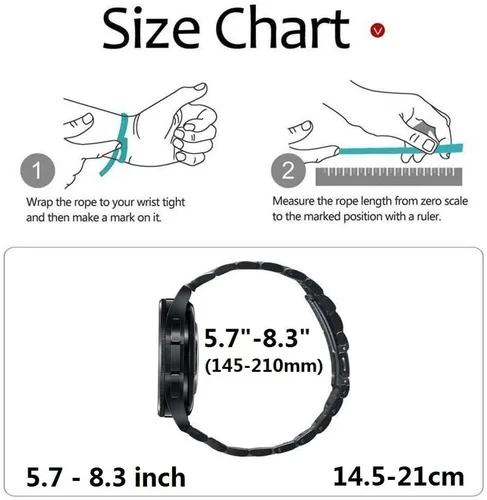 Vista 5 de OTOPO No Gap - Correa de metal compatible con Galaxy Watch 6 Classic de 1.850 in 1.693 in, Watch 6 5 4 Band 1.575 in 1.732 in, Watch 5 Pro, Watch 4
