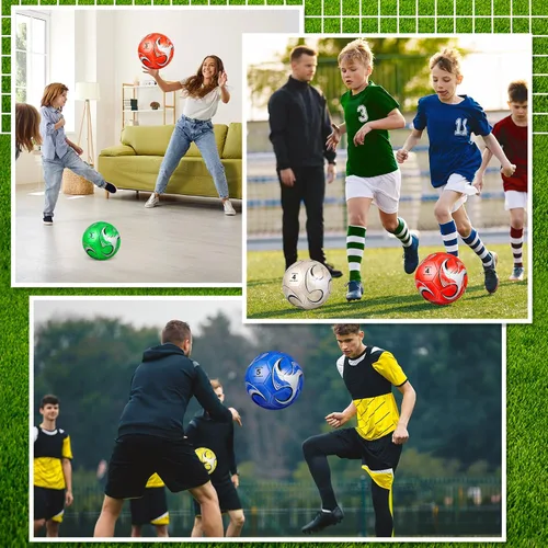 Vista 6 de Supervitae Paquete de 12 pelotas de fútbol para adolescentes y adultos, a granel, pelotas de fútbol desinfladas con bomba, entrenamiento al aire