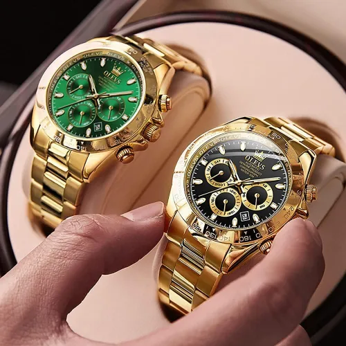 Vista 4 de OLEVS reloj mecánico automático, reloj de cuerda automático de lujo para hombre a prueba de agua, acero inoxidable.