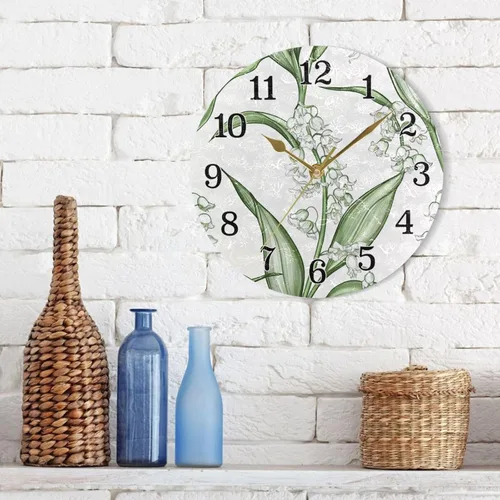 Vista 3 de KLL Clock Retro Lily of The Valley White Desk Clock Battery Operated Wall Clock Battery for Home 10Inch Gold