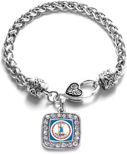 Vista 134 de Pulsera de dijes cuadrados de plata con joyería de circonita cúbica