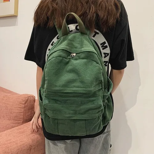 Vista 2 de Mochila de lona bohemia para la escuela, mochila universitaria vintage para mujer, diseño de hadas, grunge, estética, hippie, Y2K, Verde, Moderno