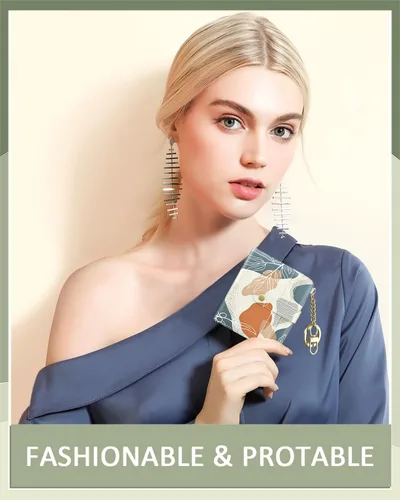 Vista 7 de Aiawoxc billetera para mujer, billeteras pequeñas RFID para mujer, cartera delgada y compacta para tarjetas de crédito, linda cartera de cuero