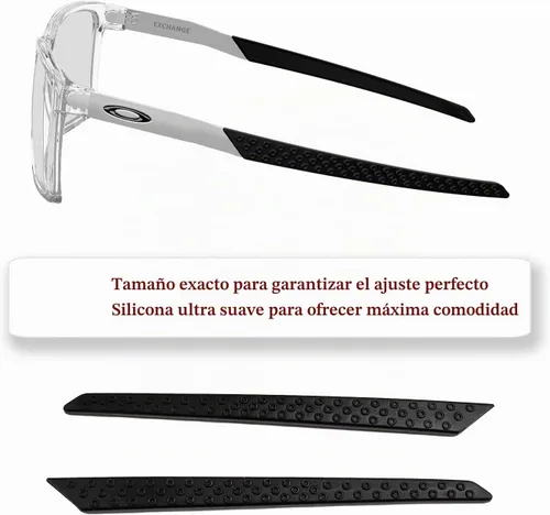 Vista 2 de Calcetines de repuesto para gafas Oakley Exchange OX8055/Exchange R OX8184, fundas de goma negras para patillas Negro - 1 par