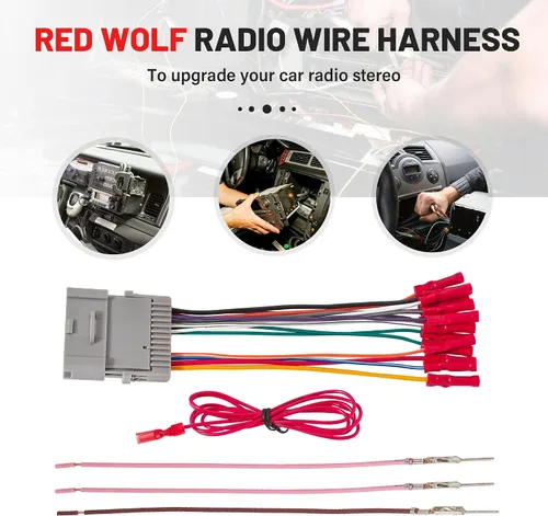 Vista 6 de RED WOLF Arnés de cableado estéreo para automóvil para GMC Envoy Sierra 2002-2008, Chevy Silverado Impala con conector a tope de instalación