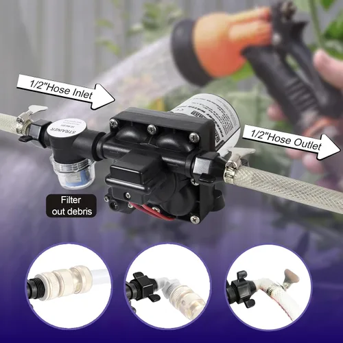 Vista 3 de WASSERMANN RV Water Pump 12 Volt DC 3.0GPM 55PSI Replacement For 4008-101-A65 Water Pump Self Priming Diaphragm Pump with Pressure Switch for RV