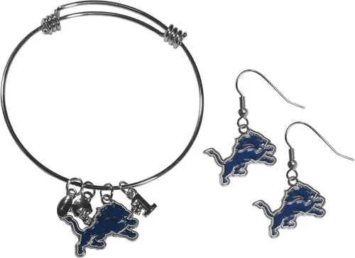 Vista 5 de Siskiyou Sports NFL womens Dangle Earrings and Charm Bangle Bracelet Set