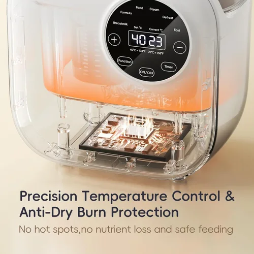Vista 3 de Calentador de biberones doble 10 en 1 para leche materna o fórmula, control preciso de temperatura, temporizador, esterilización, descongelación