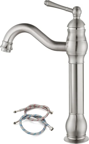 Vista 16 de gotonovo Grifo para lavabo de recipiente, boquilla giratoria 360°, grifo de baño de una sola manija, alto, 1 agujero, lavabo de granja, grifo