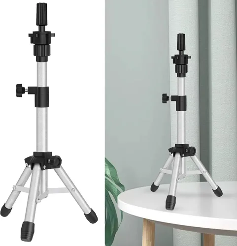 Vista 9 de ZQIAN BEAUTY Trípode de soporte para peluca de 25 pulgadas, soporte de cabeza de maniquí ajustable, soporte de cabeza de peluca para cabezas