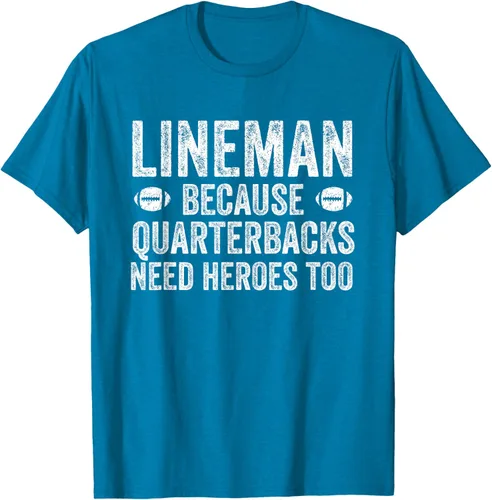 Vista 11 de Lineman Because Quarterbacks Need Heroes Camiseta de fútbol linieros S Negro