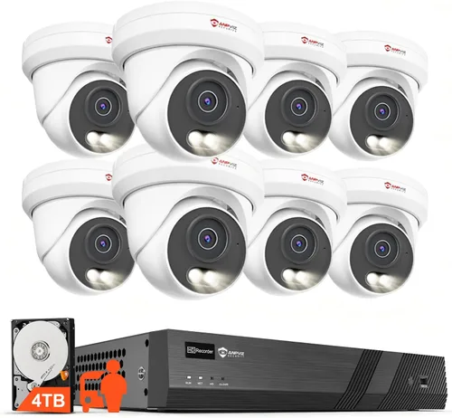 Vista 12 de Anpviz Sistema de cámara de seguridad PoE de 16 canales, 8 cámaras de torreta IP con cable de 5 MP para exteriores, visión nocturna, micrófono