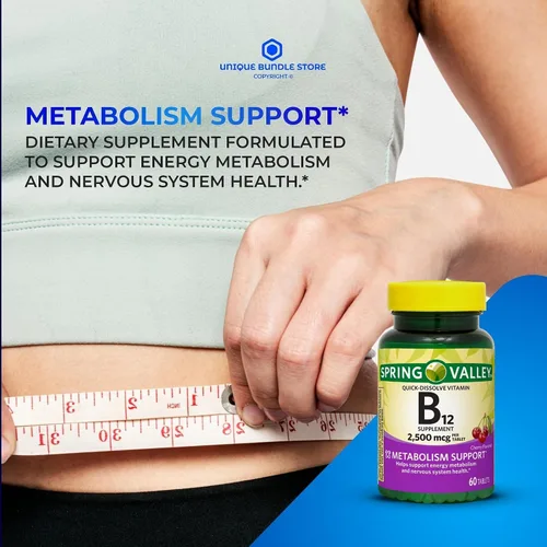 Vista 2 de Vitamina B12 de 2500 mcg de disolución rápida, 60 tabletas, sabor a cereza, vitamina B 12 de alta potencia, suplemento diario de vitamina B12