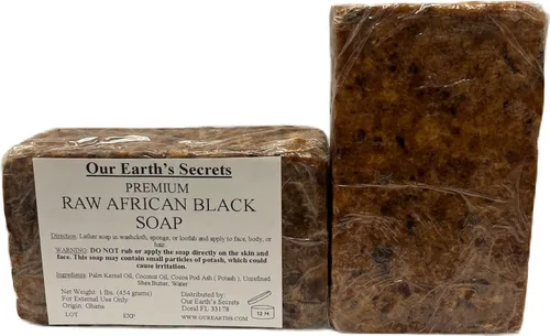 Vista 5 de Jabón negro Our Earth's Secrets crudo africano, 1 libra