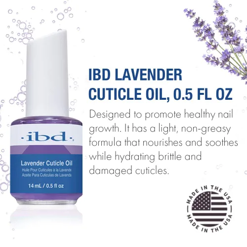 Vista 3 de IBD Aceite de cutícula de lavanda – Aceite hidratante para uñas para crecimiento y fuerza, repara uñas dañadas, suavizante de cutículas, aroma a