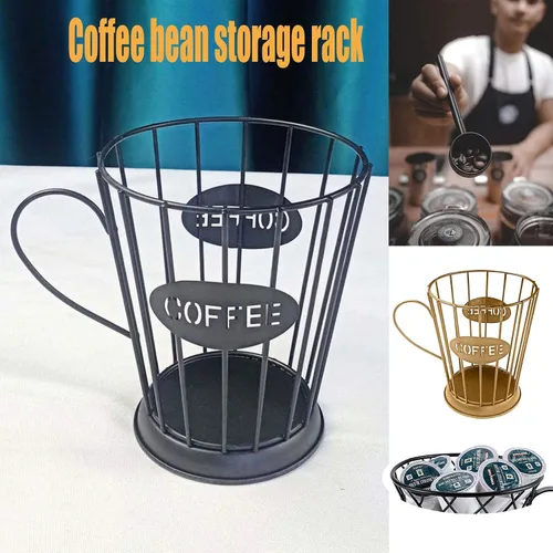 Vista 4 de Owill-home Soporte para cápsulas de café y taza organizadora, soporte de metal para tazas de café expreso, soporte para crema de café, soporte