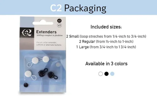 Vista 4 de Extensor elástico de cuello de camisa, paquete de 5 extensores de cuello para camisa de vestir, extensor de botón no metálico para camisas
