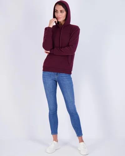 Vista 5 de Real Essentials Paquete de 3 sudadera con capucha de forro polar de manga larga para mujer, con bolsillo de canguro (disponible en Plus)