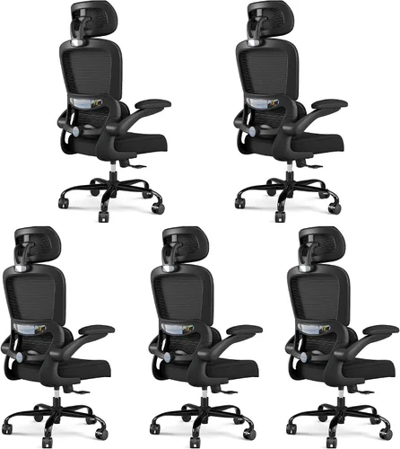 Vista 31 de TRALT - Silla de oficina ergonómica con soporte lumbar, color beige, 1