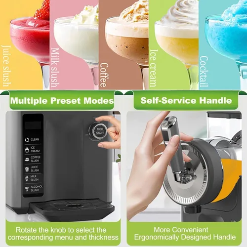 Vista 4 de Máquina de granizado de hielo, máquina para hacer granizados domésticos de 1.8L con autolimpieza, máquina profesional de bebidas congeladas de 150