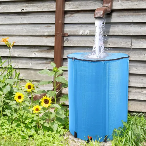 Vista 3 de Barril de lluvia plegable, tanque de almacenamiento de agua portátil, sistema de recolección de agua de lluvia, contenedor colector de agua con kit