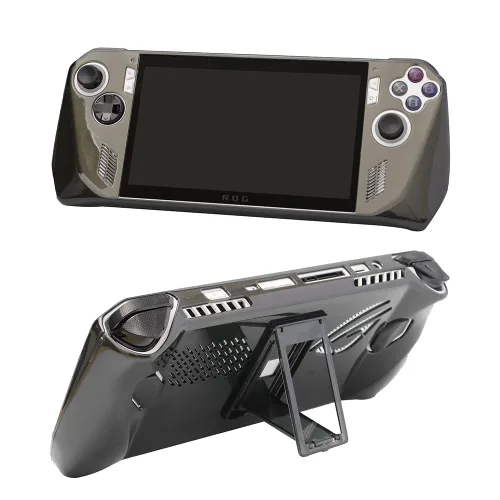 Vista 6 de Funda protectora transparente para consola de juegos ROG Ally a prueba de golpes, funda protectora suave con soporte, a prueba de sudor