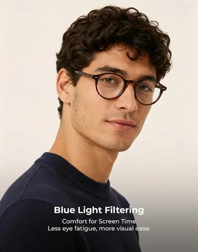 Vista 3 de TIJN Blue Light Blocking Glasses Men Women,Vintage Round Frame Eyeglasses Flexible Lightweight Frames,Red Orange Clear Lens for Computer Gaming