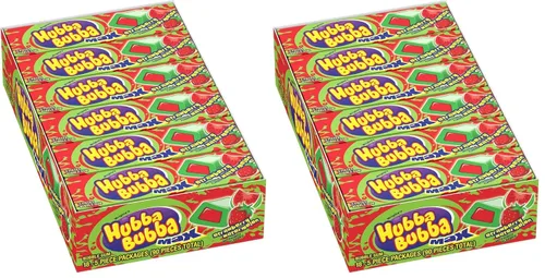 Vista 7 de Hubba Bubba Max Bubble Gum - Goma de mascar con sabor a sandía, fresa (paquete de 18), 5 unidades Juicy strawberry watermelon bubble gum, great