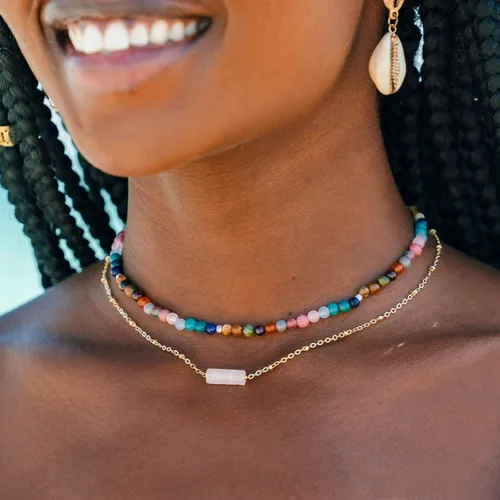 Vista 7 de Lotus and Luna Collar curativo de chakras energéticos de 0.157in con piedras reales de jade, perla, cuarzo rosa, amatista, piedra lunar