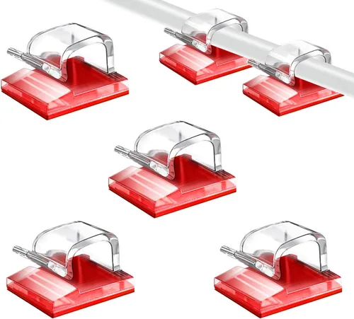 Vista 10 de SOULWIT 50 unidades de clips autoadhesivos para gestión de cables, organizadores de cables con clips de alambre adhesivos para TV, PC, laptop, cable