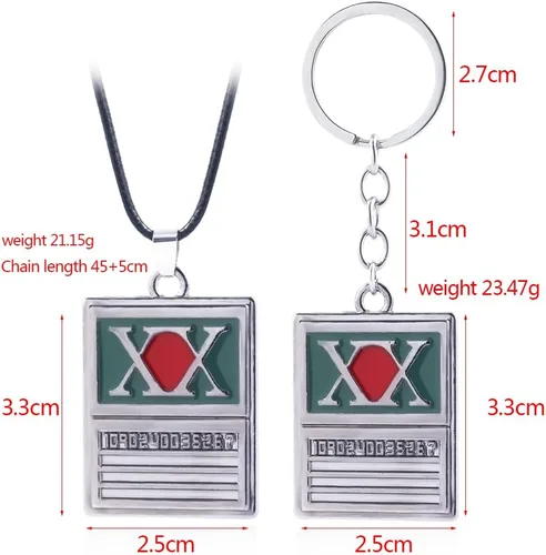 Vista 2 de SONGCHANGJEWELRY Llavero de collar Hunter & Hunter HxH Anime GON Killua Kurapika Cosplay Regalos de Navidad para hombres y mujeres