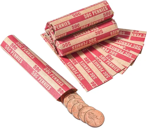 Vista 10 de Sumerfnt Rollos de Envoltorios para Monedas de Dólar, Solo Dólares, Rollos de Dólar Planos 110 Piezas