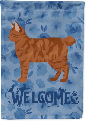 Vista 96 de Caroline's Treasures CK4813CHF - Bandera de bienvenida con gato abisinio azul, manga grande, para porche, para colgar en la pared, poliéster