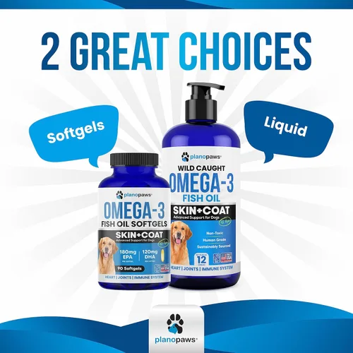 Vista 6 de Aceite de pescado Omega 3 para perros, 90 cápsulas blandas, piel, abrigo, soporte para el desprendimiento Dog Supplement for Allergy, Itch Relief