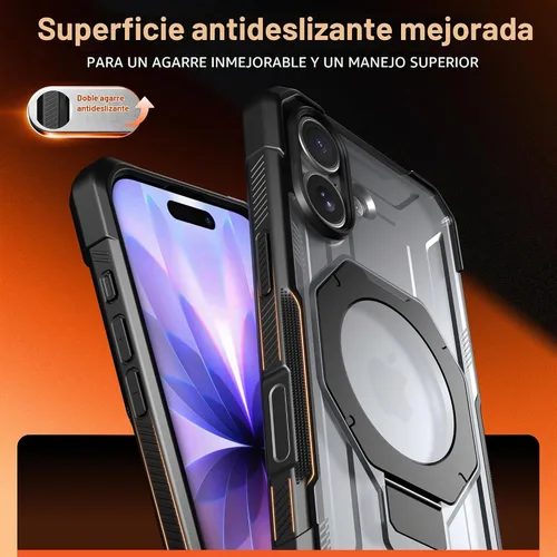 Vista 7 de Funda Poetic Spartan con soporte de anillo para iPhone 17, [Botón de control de cámara][Compatible con Magsafe], funda protectora de cuerpo