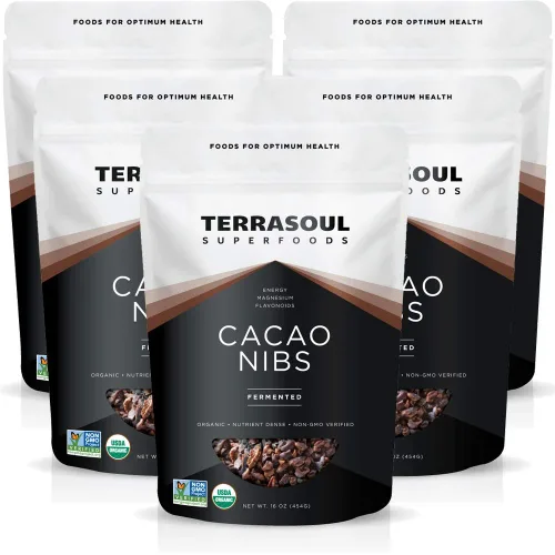 Vista 5 de Terrasoul Superfoods Puntas de Cacao Orgánico Crudo, 16 Oz, Superalimento Crujiente para Bowls de Batidos, Untables de Mantequilla de Nuez, Avena