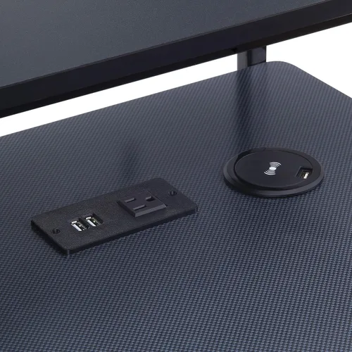 Vista 11 de OSP Home Furnishings Emulator Battlestation - Escritorio para juegos con luces LED RGB, color negro