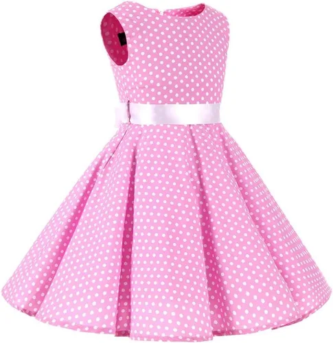 Vista 2 de Vestido de té para niñas, estilo vintage, de los años 50, con diseño de lunares, estilo Rockabilly para fiesta de graduación, vestido de té